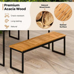Ensemble de salle à manger d'extérieur Costway 6 pièces en bois d'acacia avec banc et 2 chaises - Voir les détails