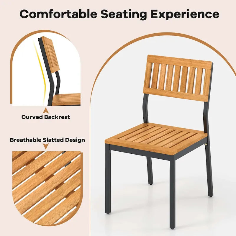 Ensemble de salle à manger d'extérieur Costway 6 pièces en bois d'acacia avec banc et 2 chaises - Voir les détails