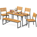 Ensemble de salle à manger d'extérieur Costway 6 pièces en bois d'acacia avec banc et 2 chaises - Voir les détails