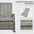 Fauteuil à bascule d'extérieur en rotin synthétique avec coussins moelleux, repose-pieds réglable, dossier inclinable jusqu'à 135°, résine tressée PE