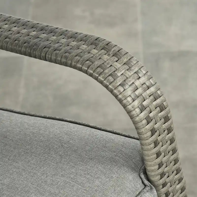 Fauteuil à bascule d'extérieur en rotin synthétique avec coussins moelleux, repose-pieds réglable, dossier inclinable jusqu'à 135°, résine tressée PE