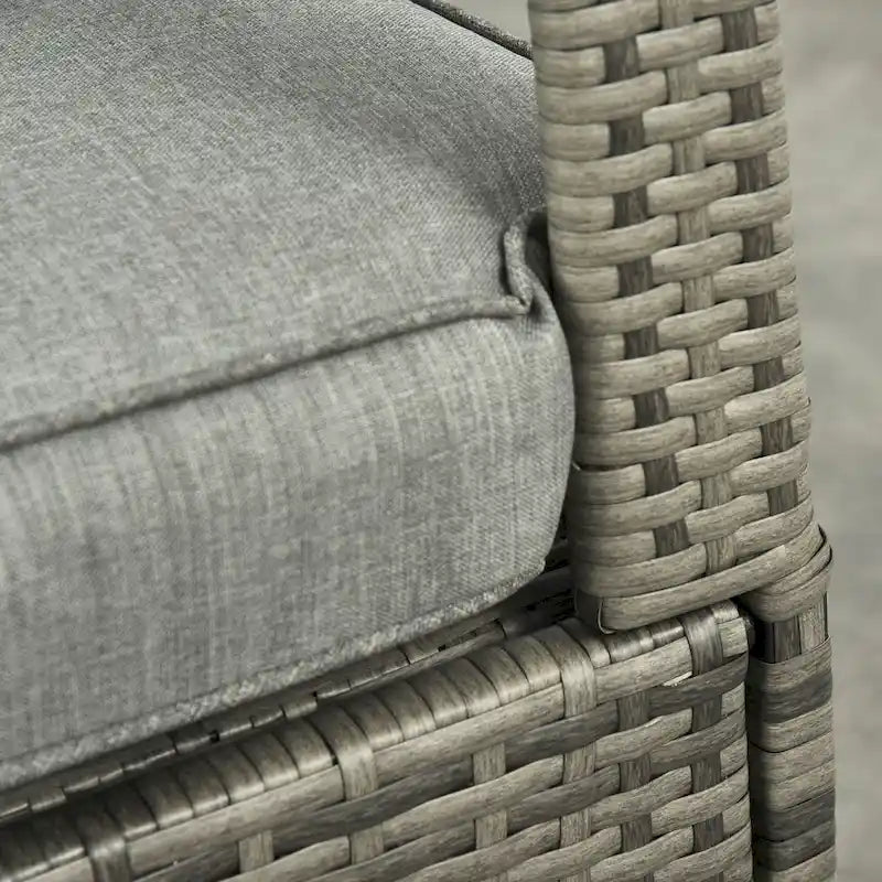 Fauteuil à bascule d'extérieur en rotin synthétique avec coussins moelleux, repose-pieds réglable, dossier inclinable jusqu'à 135°, résine tressée PE