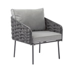 Ensemble de mobilier de conversation d'extérieur 4 pièces, canapé de patio en corde tressée avec coussin imperméable et table basse