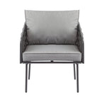 Ensemble de mobilier de conversation d'extérieur 4 pièces, canapé de patio en corde tressée avec coussin imperméable et table basse