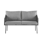 Ensemble de mobilier de conversation d'extérieur 4 pièces, canapé de patio en corde tressée avec coussin imperméable et table basse