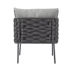 Ensemble de mobilier de conversation d'extérieur 4 pièces, canapé de patio en corde tressée avec coussin imperméable et table basse