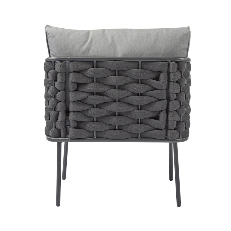 Ensemble de mobilier de conversation d'extérieur 4 pièces, canapé de patio en corde tressée avec coussin imperméable et table basse