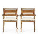 Ensemble de salle à manger d'extérieur 5 pièces en bois d'acacia avec table carrée et 4 chaises rembourrées