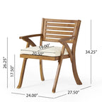 Ensemble de salle à manger d'extérieur 5 pièces en bois d'acacia avec table carrée et 4 chaises rembourrées