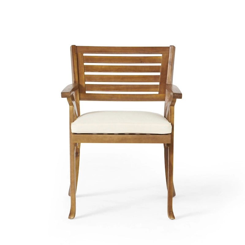 Ensemble de salle à manger d'extérieur 5 pièces en bois d'acacia avec table carrée et 4 chaises rembourrées