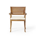 Ensemble de salle à manger d'extérieur 5 pièces en bois d'acacia avec table carrée et 4 chaises rembourrées