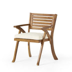Ensemble de salle à manger d'extérieur 5 pièces en bois d'acacia avec table carrée et 4 chaises rembourrées