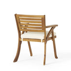 Ensemble de salle à manger d'extérieur 5 pièces en bois d'acacia avec table carrée et 4 chaises rembourrées