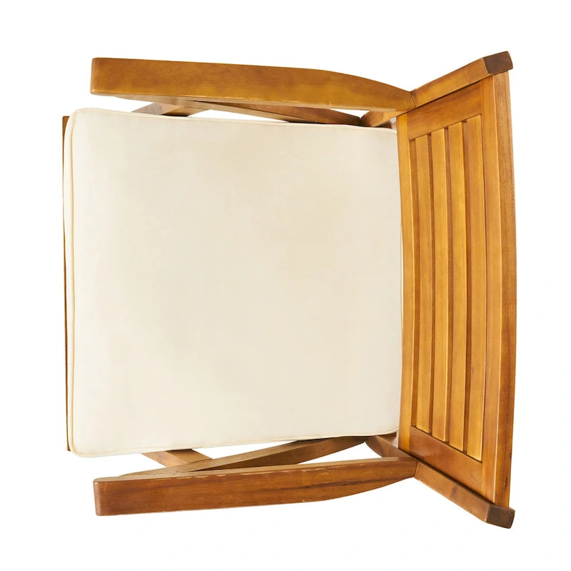 Ensemble de salle à manger d'extérieur 5 pièces en bois d'acacia avec table carrée et 4 chaises rembourrées