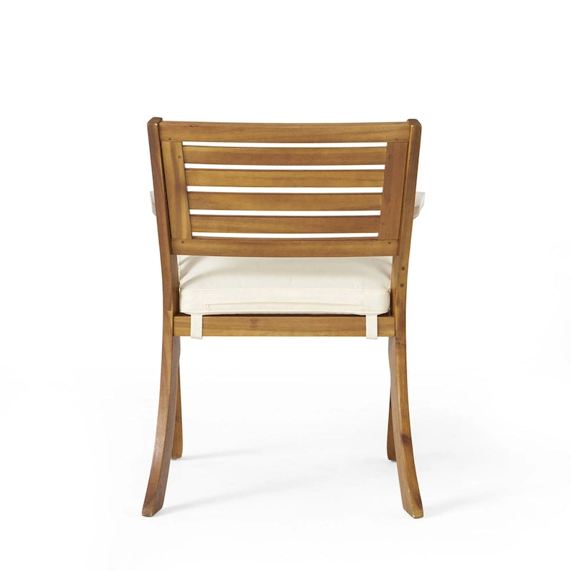 Ensemble de salle à manger d'extérieur 5 pièces en bois d'acacia avec table carrée et 4 chaises rembourrées