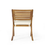 Ensemble de salle à manger d'extérieur 5 pièces en bois d'acacia avec table carrée et 4 chaises rembourrées