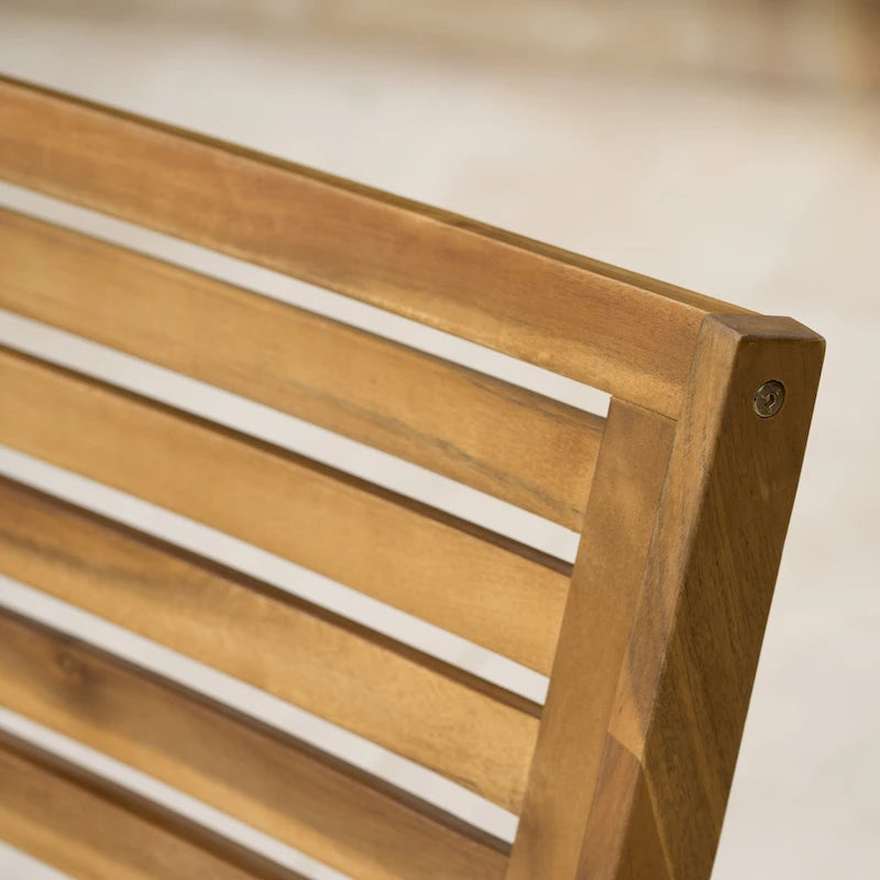 Ensemble de salle à manger d'extérieur 5 pièces en bois d'acacia avec table carrée et 4 chaises rembourrées