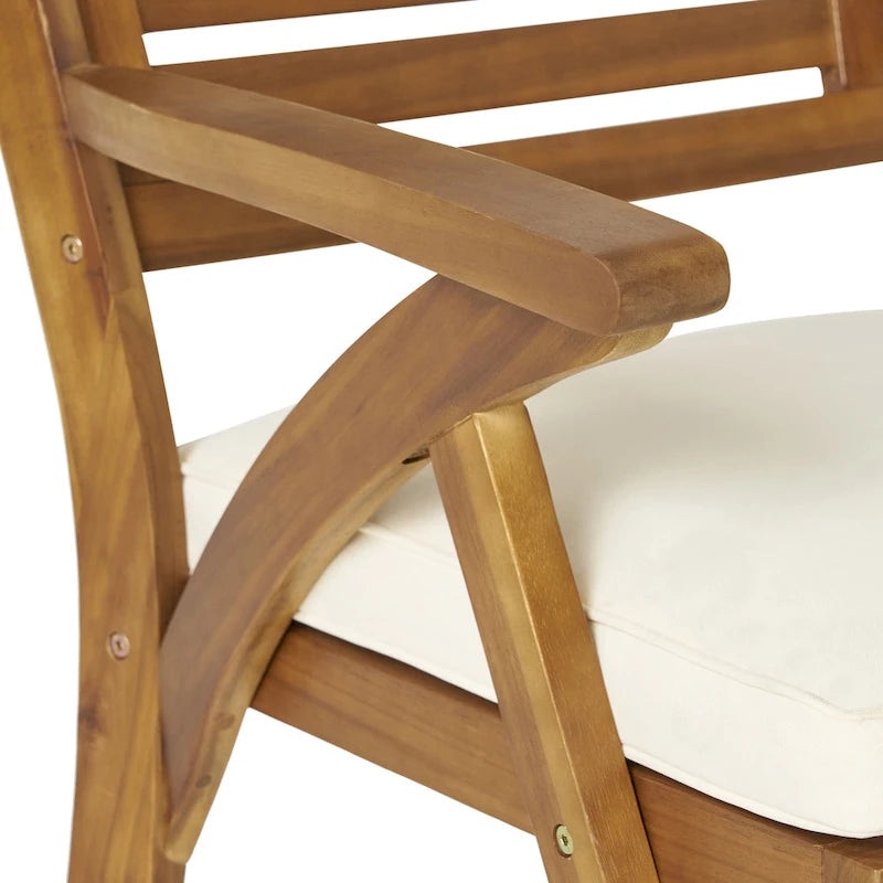 Ensemble de salle à manger d'extérieur 5 pièces en bois d'acacia avec table carrée et 4 chaises rembourrées