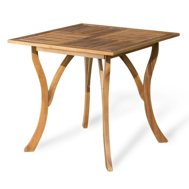 Ensemble de salle à manger d'extérieur 5 pièces en bois d'acacia avec table carrée et 4 chaises rembourrées