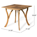 Ensemble de salle à manger d'extérieur 5 pièces en bois d'acacia avec table carrée et 4 chaises rembourrées