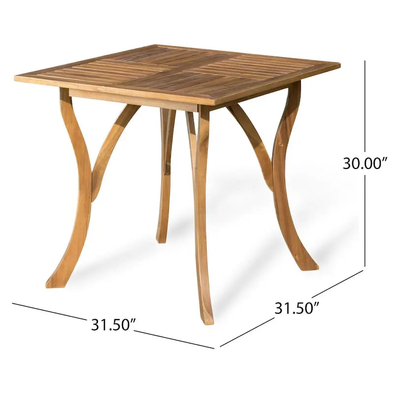 Ensemble de salle à manger d'extérieur 5 pièces en bois d'acacia avec table carrée et 4 chaises rembourrées