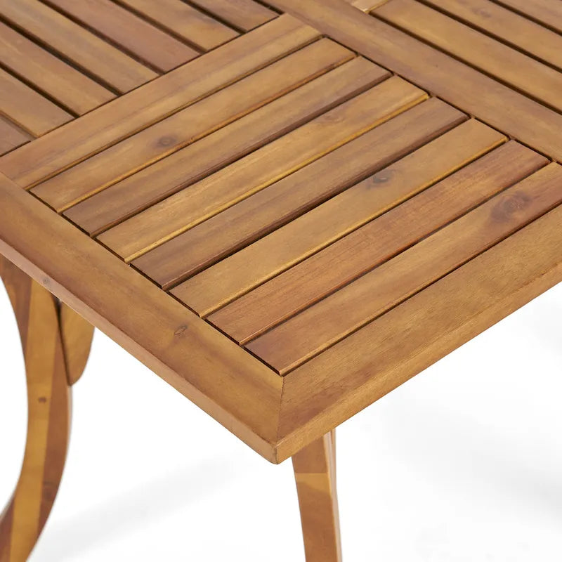 Ensemble de salle à manger d'extérieur 5 pièces en bois d'acacia avec table carrée et 4 chaises rembourrées