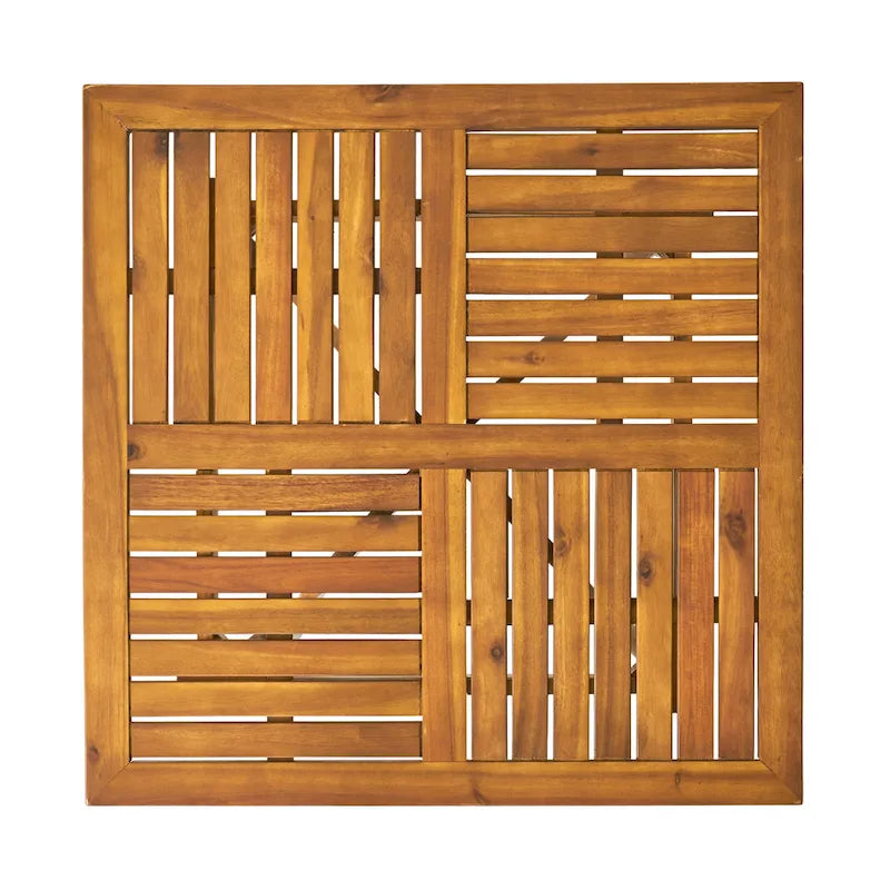 Ensemble de salle à manger d'extérieur 5 pièces en bois d'acacia avec table carrée et 4 chaises rembourrées