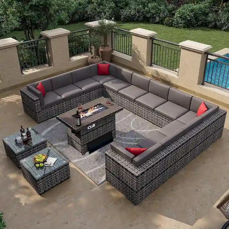 Ensemble de mobilier de patio extérieur 15 pièces