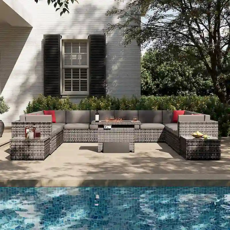 Ensemble de mobilier de patio extérieur 15 pièces
