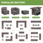 Ensemble de mobilier de patio extérieur 15 pièces