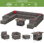 Ensemble de mobilier de patio extérieur 15 pièces