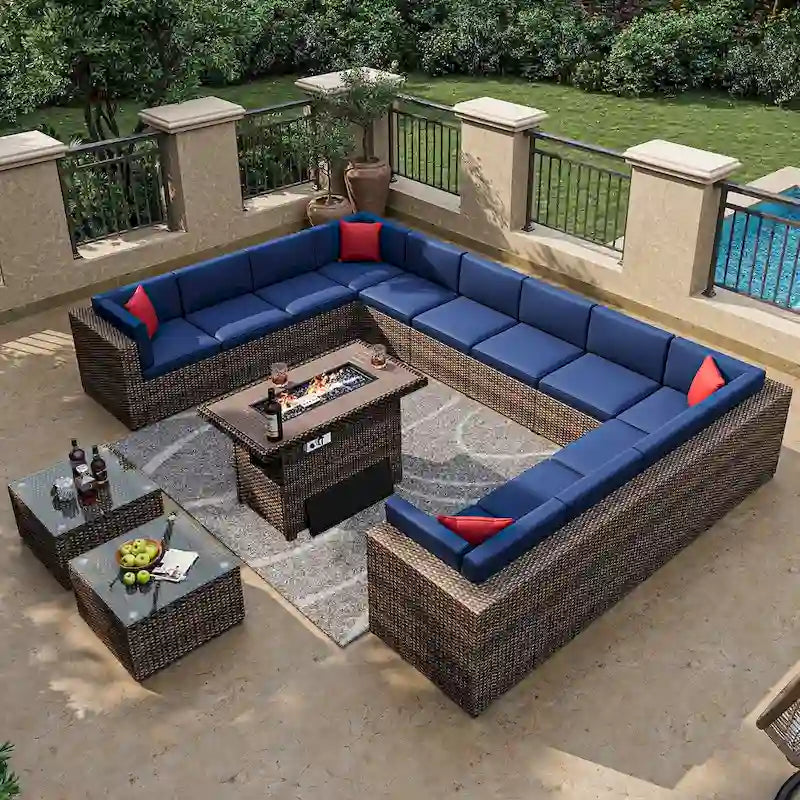 Ensemble de mobilier de patio extérieur 15 pièces