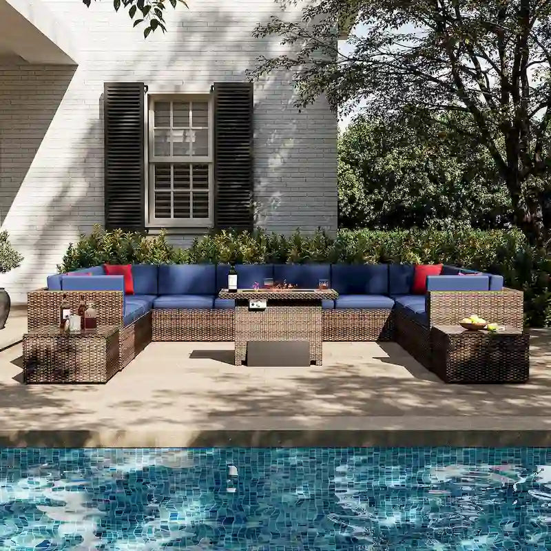 Ensemble de mobilier de patio extérieur 15 pièces