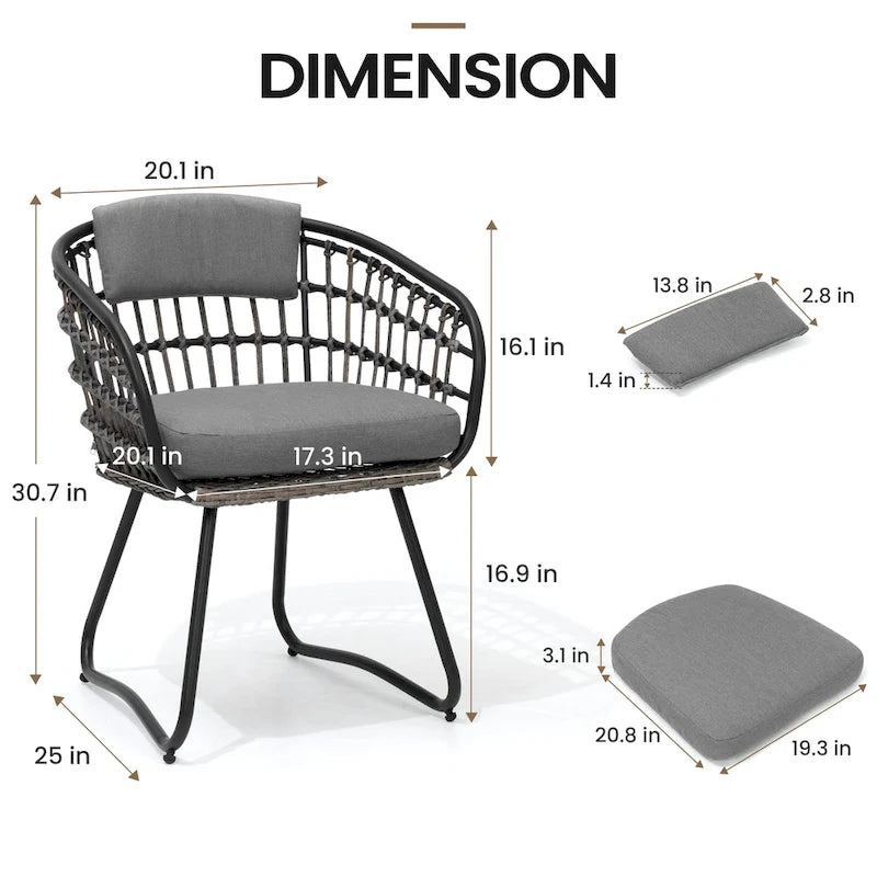 Ensemble de salle à manger d'extérieur 7 pièces - Table rectangulaire en aluminium pour patio avec trou pour parasol et chaises en rotin