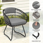 Ensemble de salle à manger d'extérieur 7 pièces - Table rectangulaire en aluminium pour patio avec trou pour parasol et chaises en rotin
