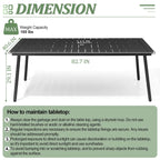 Ensemble de salle à manger d'extérieur 7 pièces - Table rectangulaire en aluminium pour patio avec trou pour parasol et chaises en rotin