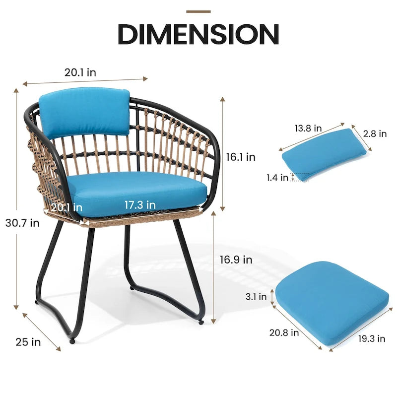 Ensemble de salle à manger d'extérieur 7 pièces - Table rectangulaire en aluminium pour patio avec trou pour parasol et chaises en rotin