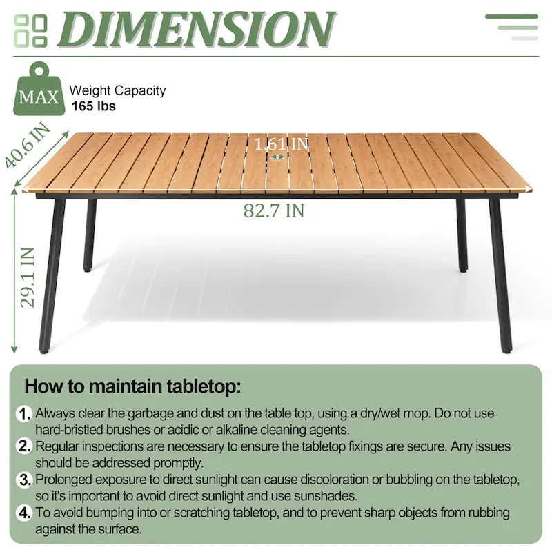 Ensemble de salle à manger d'extérieur 7 pièces - Table rectangulaire en aluminium pour patio avec trou pour parasol et chaises en rotin