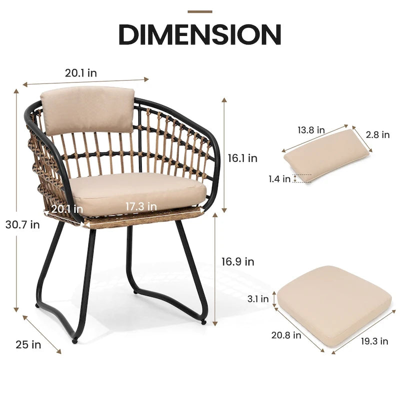 Ensemble de salle à manger d'extérieur 7 pièces - Table rectangulaire en aluminium pour patio avec trou pour parasol et chaises en rotin