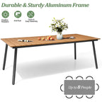 Ensemble de salle à manger d'extérieur 7 pièces - Table rectangulaire en aluminium pour patio avec trou pour parasol et chaises en rotin