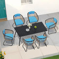 Ensemble de salle à manger d'extérieur 7 pièces : table en aluminium et chaises en rotin PE.