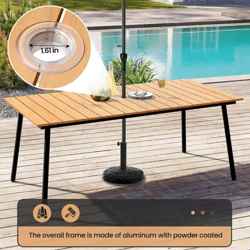 Ensemble de salle à manger d'extérieur 7 pièces : table en aluminium et chaises en rotin PE.