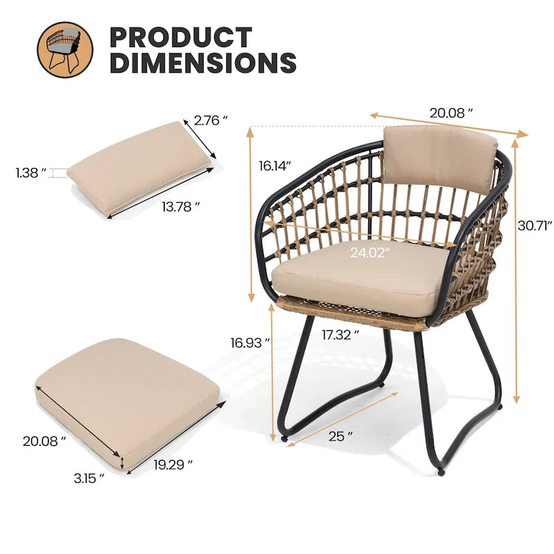 Ensemble de salle à manger d'extérieur 7 pièces : table en aluminium et chaises en rotin PE.