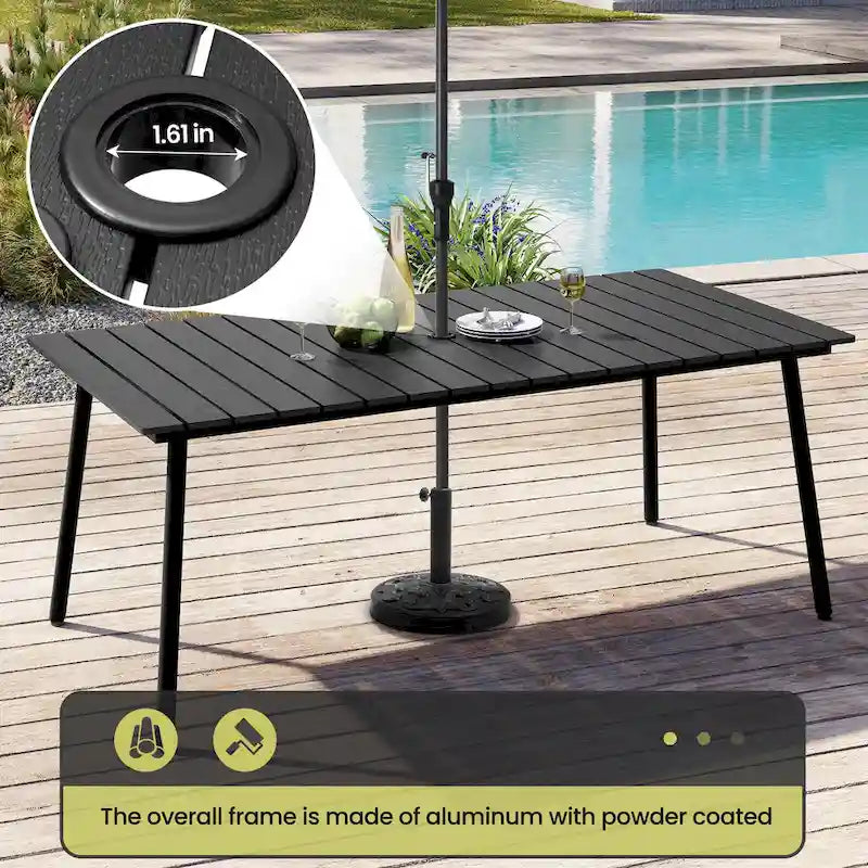 Ensemble de salle à manger d'extérieur 7 pièces : table en aluminium et chaises en rotin PE.