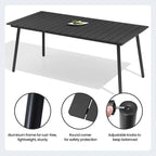 Ensemble de salle à manger d'extérieur 7 pièces : table en aluminium et chaises en rotin PE.