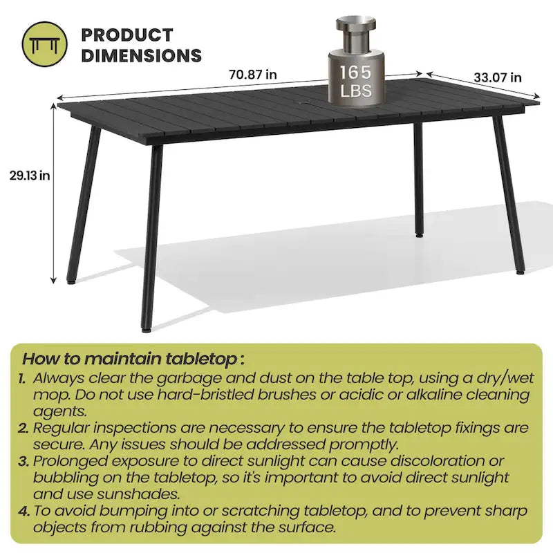 Ensemble de salle à manger d'extérieur 7 pièces : table en aluminium et chaises en rotin PE.