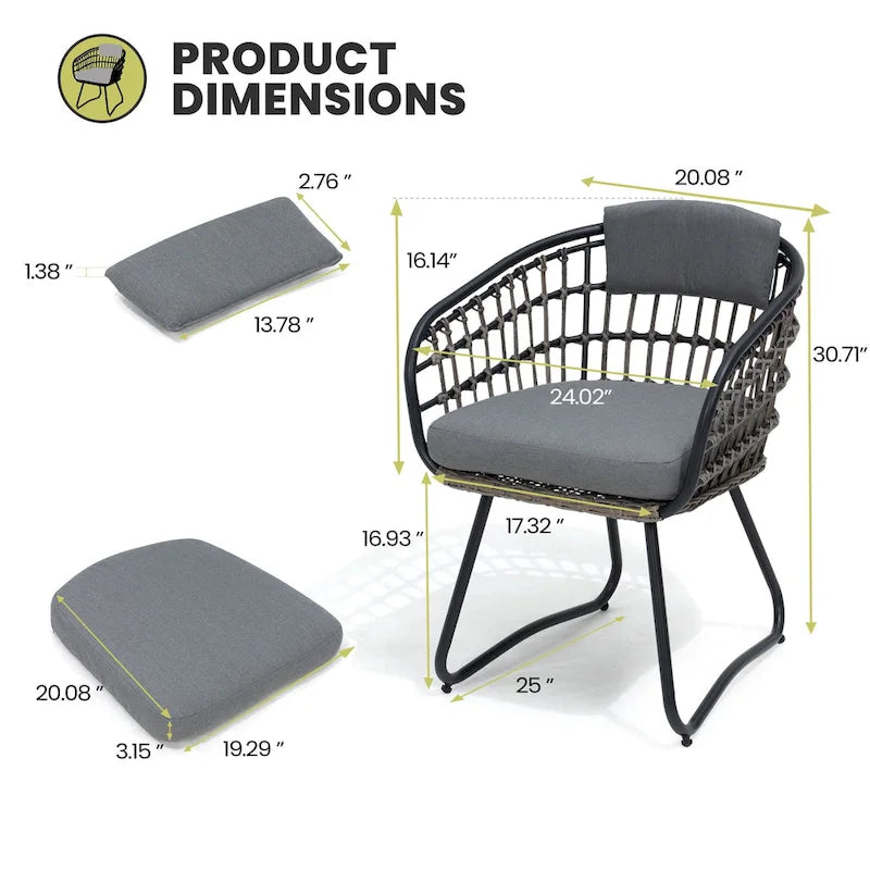 Ensemble de salle à manger d'extérieur 7 pièces : table en aluminium et chaises en rotin PE.
