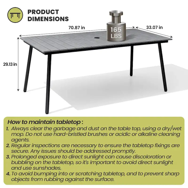 Ensemble de salle à manger d'extérieur 7 pièces : table en aluminium et chaises en rotin PE.