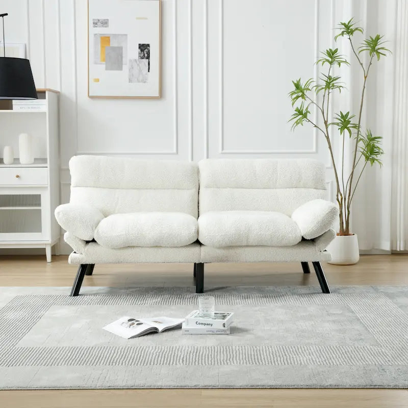 Canapé de salon avec coussin épais, canapé-lit, canapé convertible avec pieds en métal, mobilier de chambre