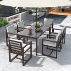 Ensemble de salle à manger de patio 7 pièces avec coussins amovibles et 6 chaises